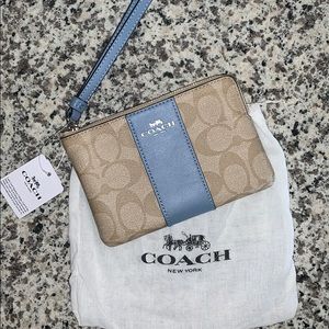 Coach Signature PVC Leather Corner Zip Wristlet